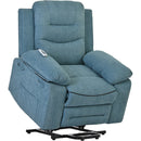 Blue Power Lift Chair Front Profile with Lift Extended