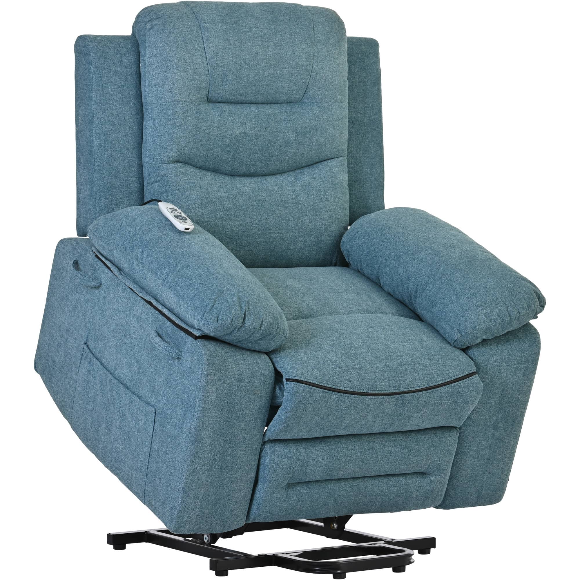 Massage and Heat Power Lift Recliner, Blue