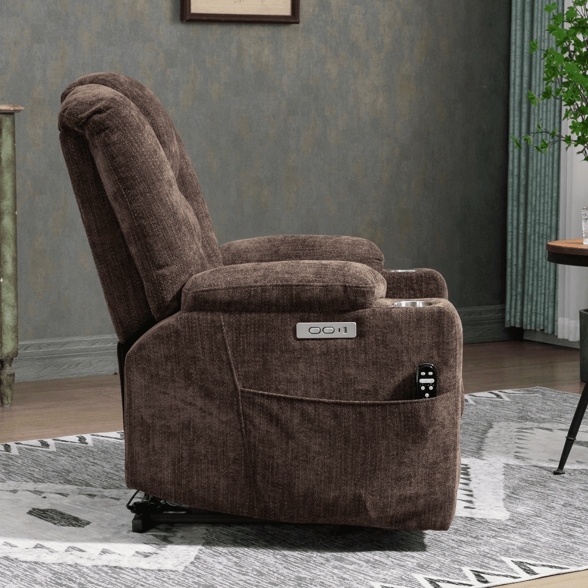EMON'S Large and Wide Power Lift Recliner Chair with Massage and Heat, Brown - My Lift Chair