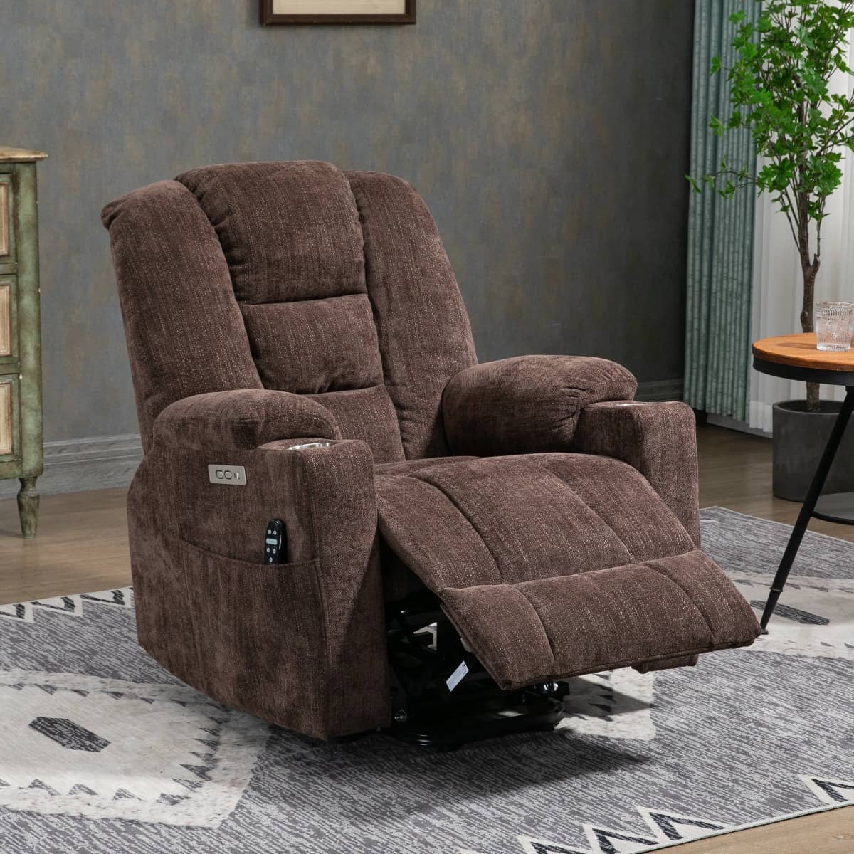 EMON'S Large and Wide Power Lift Recliner Chair with Massage and Heat, Brown - My Lift Chair