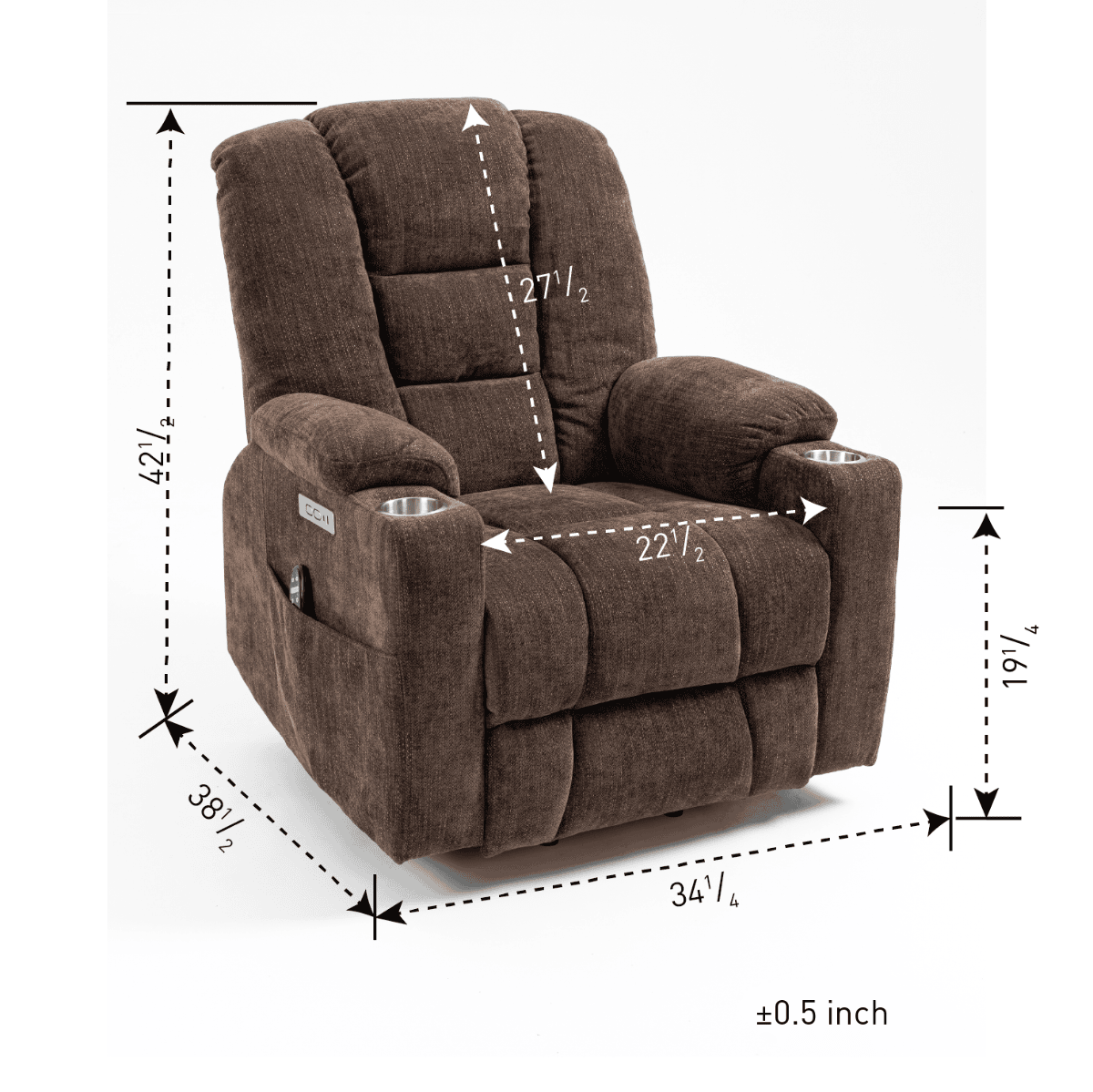 EMON'S Large and Wide Power Lift Recliner Chair with Massage and Heat, Brown - My Lift Chair