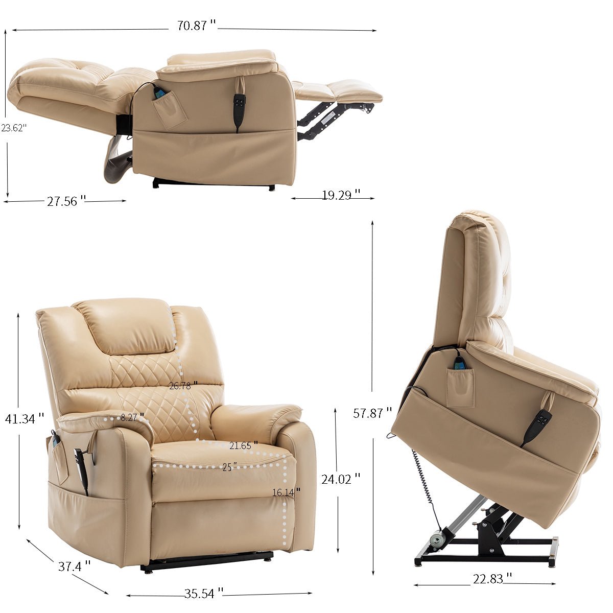 Extra Wide Lay Flat Power Lift Chair Recliner, Beige - My Lift Chair