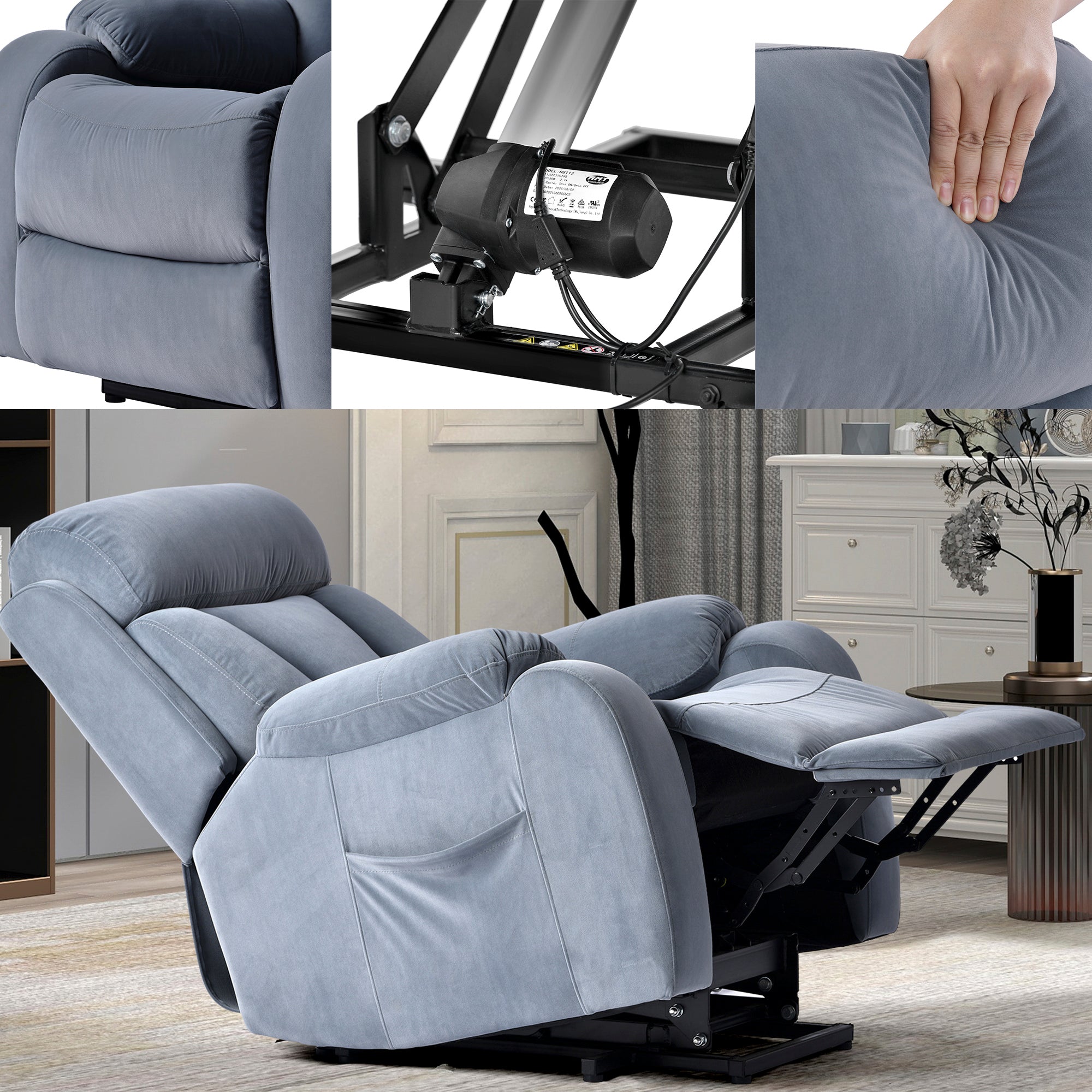 Dusty Blue Right Profile Headrest and Footrest Extended