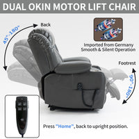 Grey Leatheraire Power Lift Recliner Chair, remote and motor info