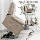 Beige Massage Lift Chair Recliner, side view lifted