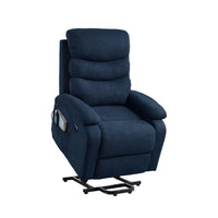 Power Lift Recliner Chair with Massage, Blue, partially lifted angle view