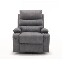 Overstuffed Large Power Lift Recliner with Massage and Heat, Gray, front view seated