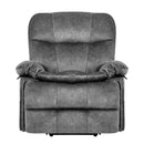 front view, oversized modern velvet power lift recliner with heat and massage