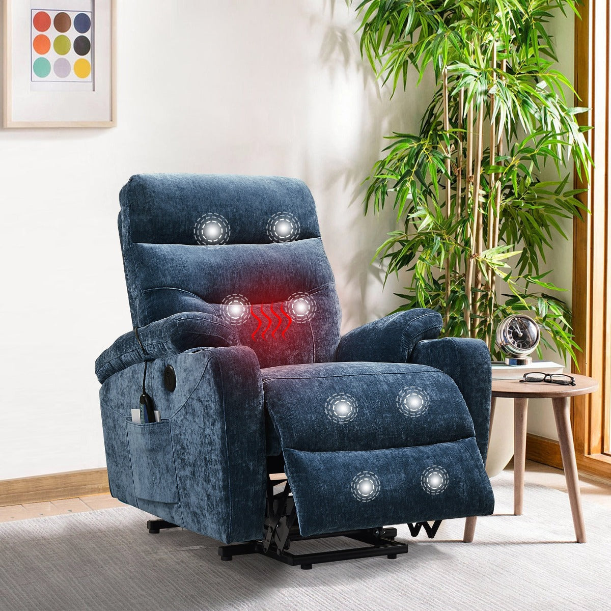 Liyasi Electric Power Lift Recliner Chair with Massage and Heat, Blue