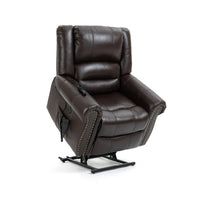 Genuine Leather Power Lift Recliner, lifted angle