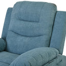 Blue Power Lift Chair Head Rest Front Profile Quarter Angle