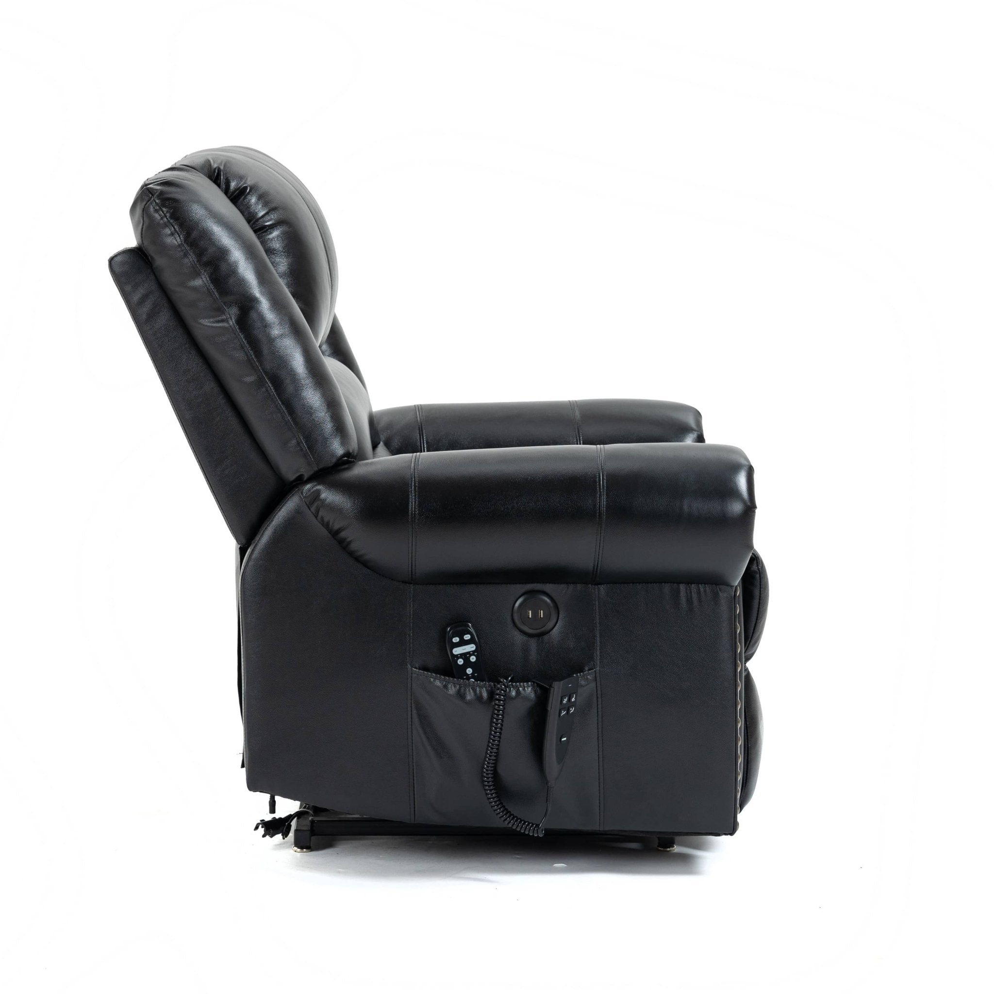 Genuine Leather Power Lift Recliner Chair with Heat, Massage and Infinite Positioning, Black - My Lift Chair