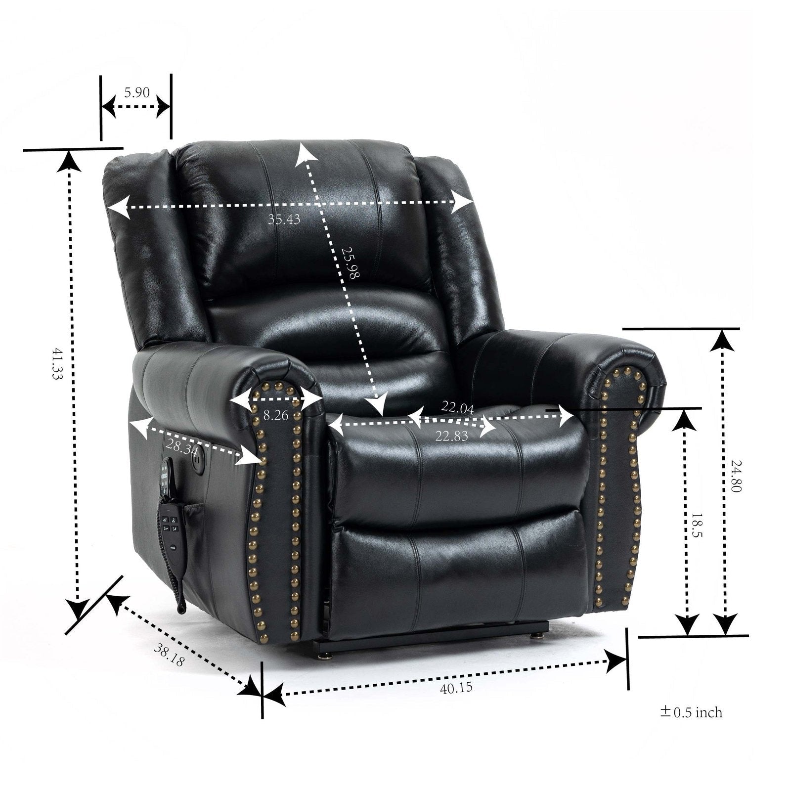 Genuine Leather Power Lift Recliner Chair with Heat, Massage and Infinite Positioning, Black - My Lift Chair