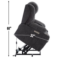 Grey Chenille Power Lift Recliner Chair, Heavy Duty Motion Mechanism with 8 - Point Vibration Massage and Lumbar Heating, USB and Type - C Ports, Stainless Steel Cup Holders - My Lift Chair
