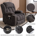 Grey Chenille Power Lift Recliner Chair, Heavy Duty Motion Mechanism with 8 - Point Vibration Massage and Lumbar Heating, USB and Type - C Ports, Stainless Steel Cup Holders - My Lift Chair
