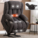 Grey Chenille Power Lift Recliner Chair, Heavy Duty Motion Mechanism with 8 - Point Vibration Massage and Lumbar Heating, USB and Type - C Ports, Stainless Steel Cup Holders - My Lift Chair