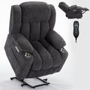 Grey Chenille Power Lift Recliner Chair, Heavy Duty Motion Mechanism with 8 - Point Vibration Massage and Lumbar Heating, USB and Type - C Ports, Stainless Steel Cup Holders - My Lift Chair