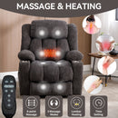 Grey Chenille Power Lift Recliner Chair, Heavy Duty Motion Mechanism with 8 - Point Vibration Massage and Lumbar Heating, USB and Type - C Ports, Stainless Steel Cup Holders - My Lift Chair