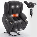 Grey Chenille Power Lift Recliner Chair, Heavy Duty Motion Mechanism with 8 - Point Vibration Massage and Lumbar Heating, USB and Type - C Ports, Stainless Steel Cup Holders - My Lift Chair