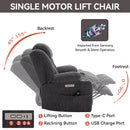Grey Chenille Power Lift Recliner Chair, Heavy Duty Motion Mechanism with 8 - Point Vibration Massage and Lumbar Heating, USB and Type - C Ports, Stainless Steel Cup Holders - My Lift Chair