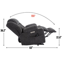 Grey Chenille Power Lift Recliner Chair, Heavy Duty Motion Mechanism with 8 - Point Vibration Massage and Lumbar Heating, USB and Type - C Ports, Stainless Steel Cup Holders - My Lift Chair