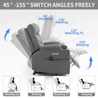 Grey Power Lift Recliner Chair with Vibration Massage and Lumbar Heat - My Lift Chair