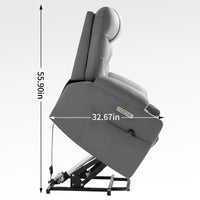 Grey Power Lift Recliner Chair with Vibration Massage and Lumbar Heat - My Lift Chair