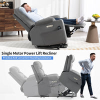 Grey Power Lift Recliner Chair with Vibration Massage and Lumbar Heat - My Lift Chair