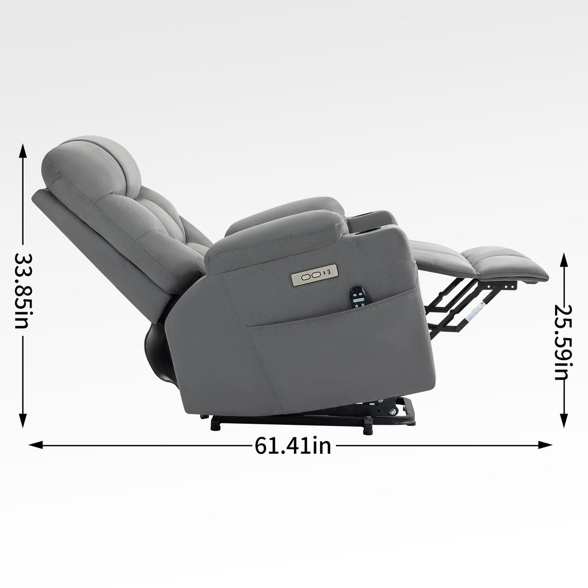 Grey Power Lift Recliner Chair with Vibration Massage and Lumbar Heat - My Lift Chair