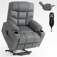 Grey Power Lift Recliner Chair with Vibration Massage and Lumbar Heat - My Lift Chair
