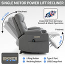 Grey Power Lift Recliner Chair with Vibration Massage and Lumbar Heat - My Lift Chair