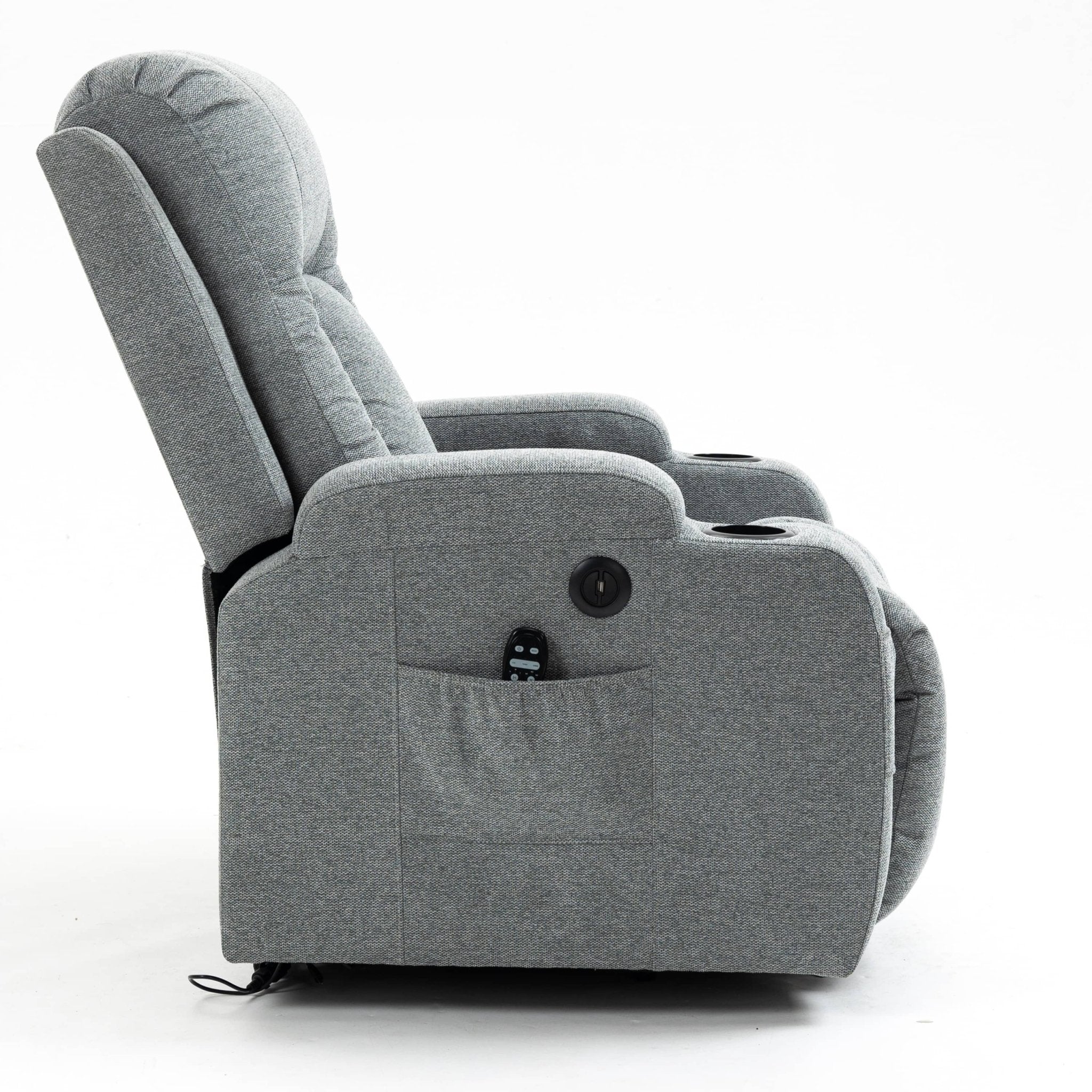 Grey Sky Infinite Position Power Lift Recliner with Vibration Massage and Lumbar Heat - My Lift Chair