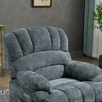 High Back Large Size Blue Chenille Power Lift Recliner Chair with Massage and Heat - My Lift Chair