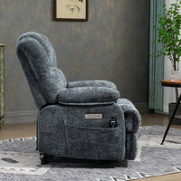 High Back Large Size Blue Chenille Power Lift Recliner Chair with Massage and Heat - My Lift Chair