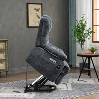 High Back Large Size Blue Chenille Power Lift Recliner Chair with Massage and Heat - My Lift Chair