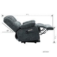 High Back Large Size Blue Chenille Power Lift Recliner Chair with Massage and Heat - My Lift Chair