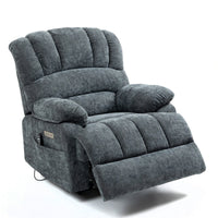 High Back Large Size Blue Chenille Power Lift Recliner Chair with Massage and Heat - My Lift Chair