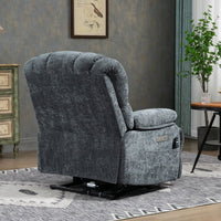 High Back Large Size Blue Chenille Power Lift Recliner Chair with Massage and Heat - My Lift Chair