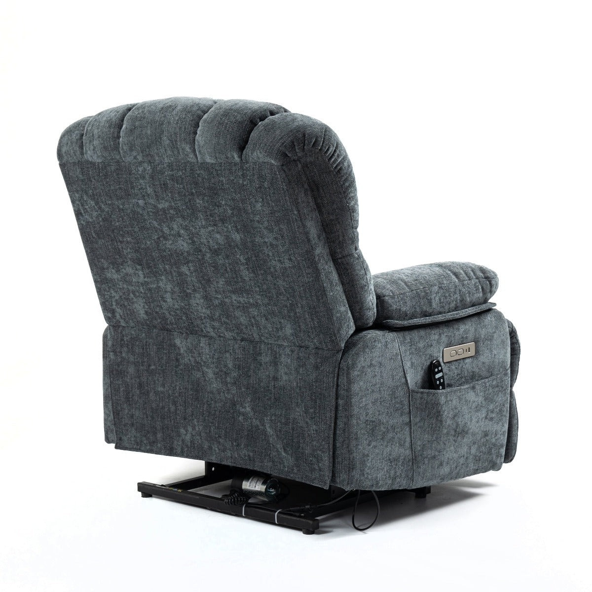 High Back Large Size Blue Chenille Power Lift Recliner Chair with Massage and Heat - My Lift Chair