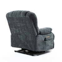 High Back Large Size Blue Chenille Power Lift Recliner Chair with Massage and Heat - My Lift Chair
