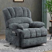 High Back Large Size Blue Chenille Power Lift Recliner Chair with Massage and Heat - My Lift Chair
