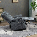 High Back Large Size Blue Chenille Power Lift Recliner Chair with Massage and Heat - My Lift Chair