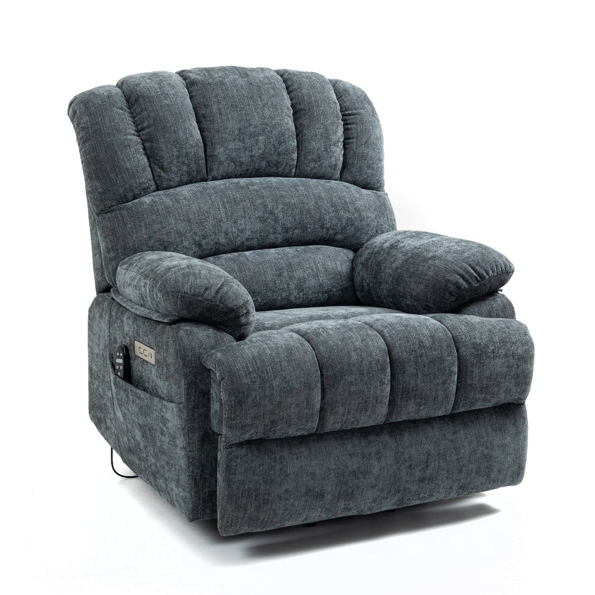 High Back Large Size Blue Chenille Power Lift Recliner Chair with Massage and Heat - My Lift Chair