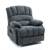 High Back Large Size Blue Chenille Power Lift Recliner Chair with Massage and Heat - My Lift Chair