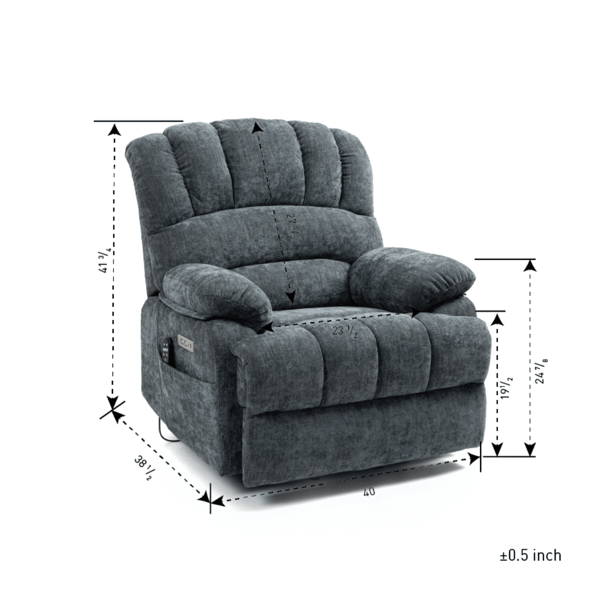 High Back Large Size Blue Chenille Power Lift Recliner Chair with Massage and Heat - My Lift Chair