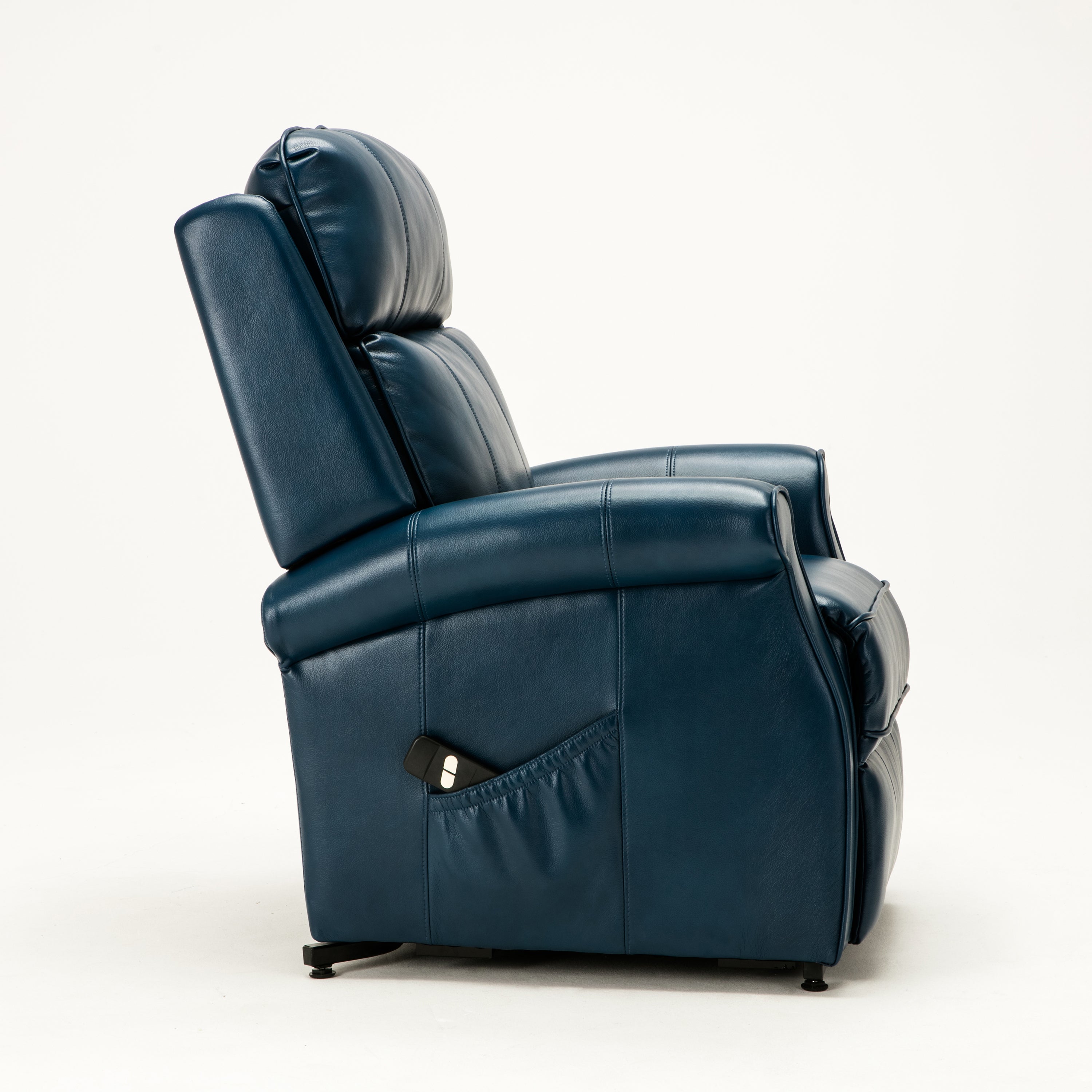Landis Chair Navy Blue Lift Chair Recliner, side view