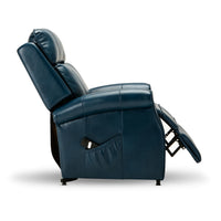 Landis Chair Navy Blue Lift Chair Recliner, side view, TV position