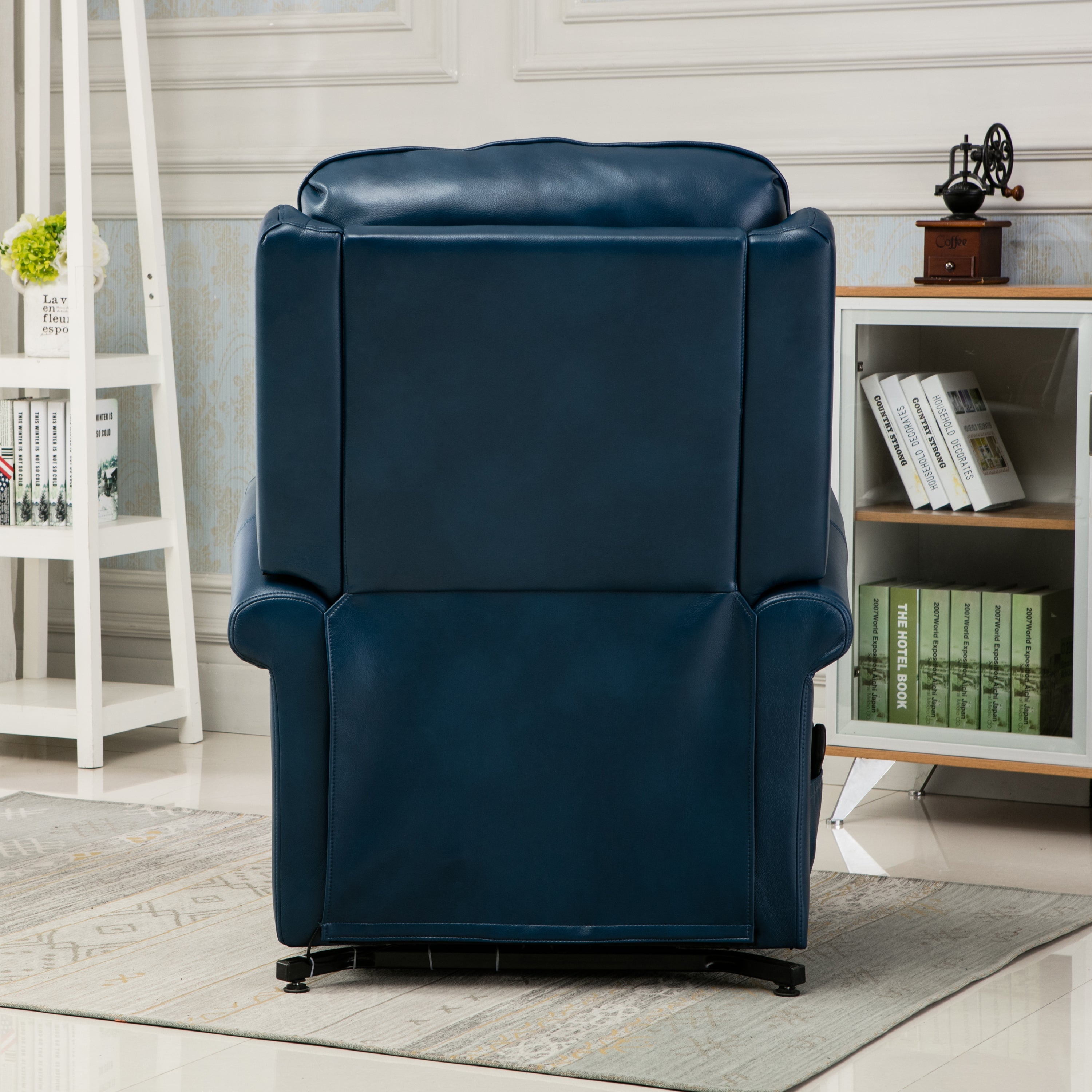 Landis Chair Navy Blue Lift Chair Recliner, back view