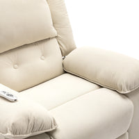 Beige Power Lift Chair with Adjustable Massage and Heat, close up of seat