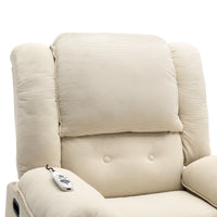 Beige Power Lift Chair with Adjustable Massage and Heat, close up of headrest